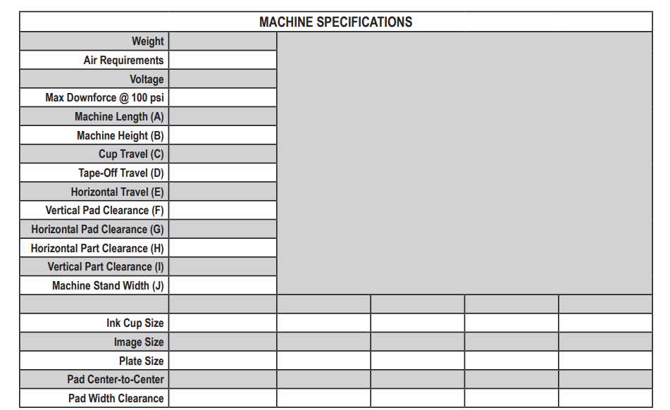 CATHX Machine Specs CATHX Machine Specs