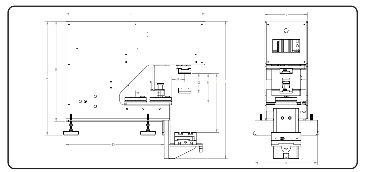 G8 100-115 Spec diagram G8-150 double action wide specifications